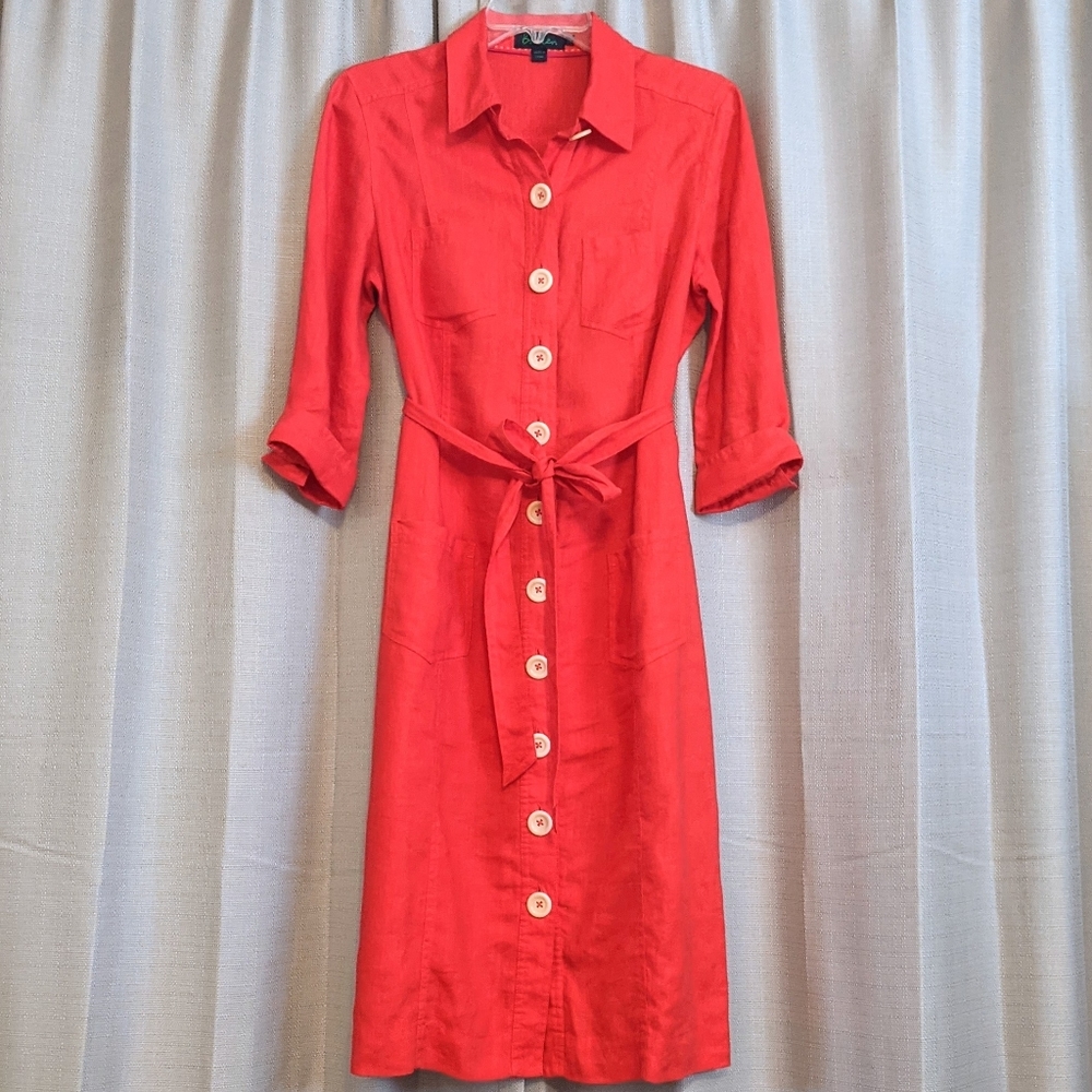 Vintage Linen Button Down Shirt Dress